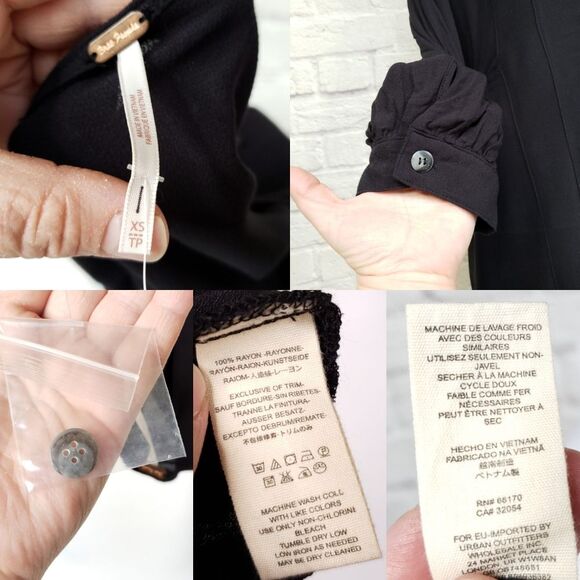 Free People Black Asymmetric Button Front Tunic Size XS - Picture 8 of 8